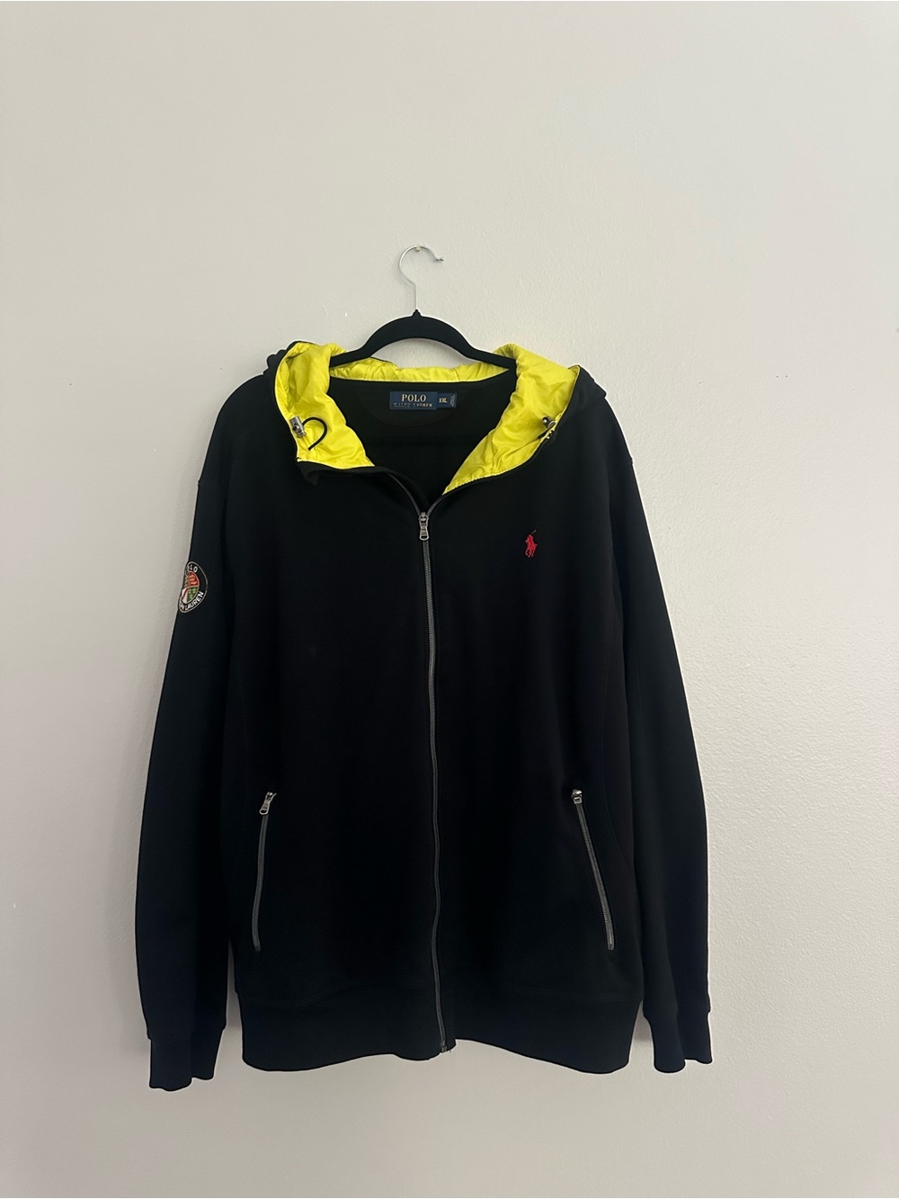 Polo by Ralph Lauren Black Jacket with Yellow Hood Lining
